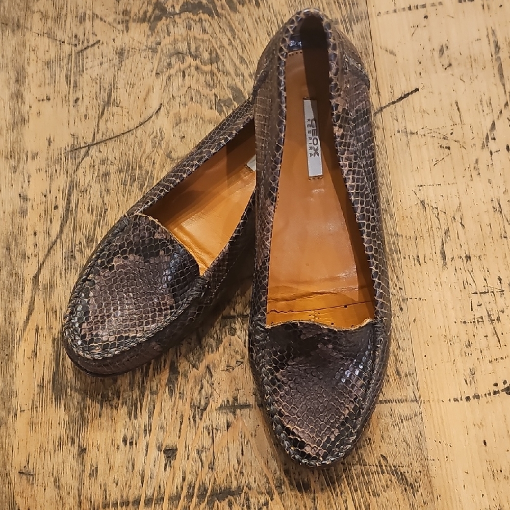 Geox Respira Leather Snakeskin Loafer‎ Moccasin Size 7